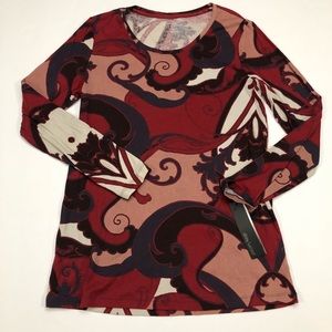 NWT Daisy Fuentes Pretty Print Long Sleeve Top XL